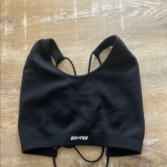 Zara Black Ribbed Lace-Up Top - Picture 1 of 4